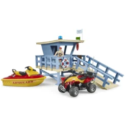 Bruder 62780 - Bworld Life Guard Station Mit Quad Und Personal Water Craft